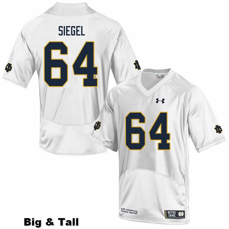 Men's NCAA Notre Dame Fighting Irish #64 Max Siegel Stitched College Under Armour Authentic White Big & Tall Football Jersey GA10N25OO